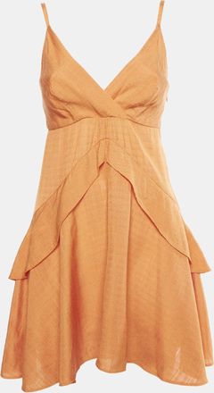 Sandro Orange Crepe Ruffle Gisele Mini Dress