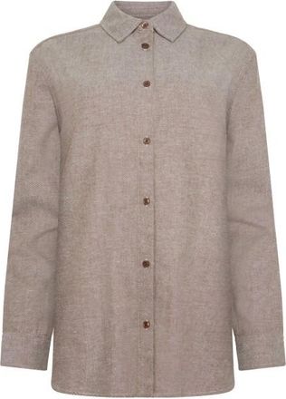 Knowledge Cotton Apparel Regular Fit Heavy Twill Bluse für Damen | braun