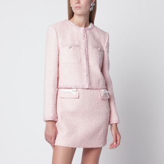 Self Portrait Giacca boucl&eacute; con spalline rosa