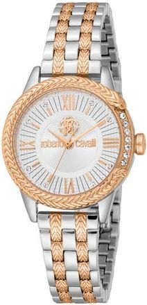 Roberto Cavalli Two-Tone Crystal Bracelet Watch, 30mm in Two Tone Silver And Rose Gold at Nordstrom Rack