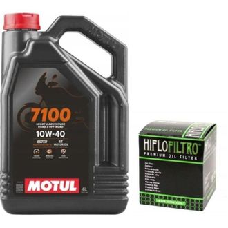 OEM Aceite Motul 7100 10w40 4l + Filtro De Aceite Hiflo Hf139 4t Ma2 Drz Ltz Kfx Ltr