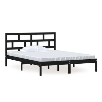 Berkfield Home Bed Frame Black 150x200 cm King Size Solid Wood