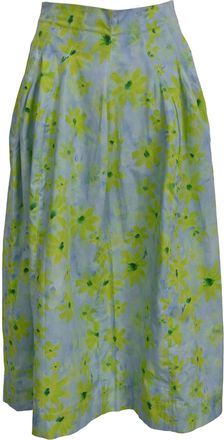 Marni Floral-Print Midi A-Line Skirt in Multicolor Cotton