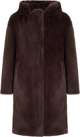 Herno Cappotto lungo effetto pelliccia - - Jackets - Donna - Marrone - XS