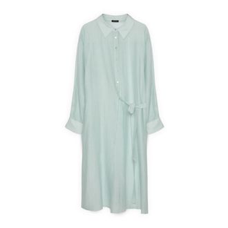 Fiorella Rubino Lange blouse met strikdetails - Dames - Overhemden - Groen - XS - Nylon - Overhemden