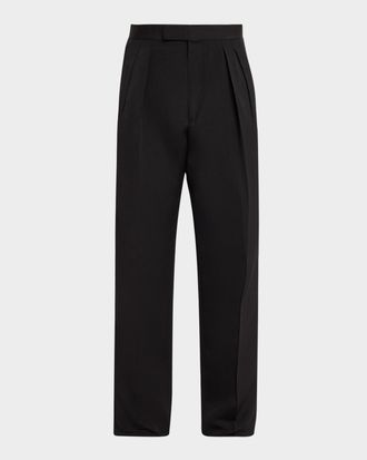 Tom Ford Men & apos;s Straight-Leg Double-Pleated Trousers