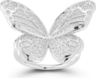 Glaze Jewelry Pav&eacute; Cubic Zirconia Butterfly Ring in Silver at Nordstrom Rack, Size 6