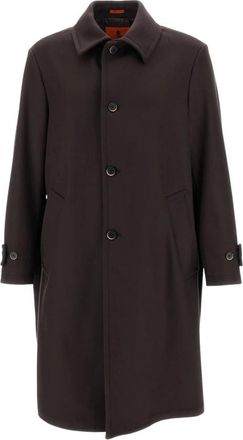 Barena Klassieke Jas met Enkele Rij Knopen - Heren - Jas met riem - Bruin - S - Wol - Jassen