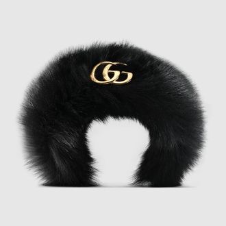 Gucci Fuzzy Hair Band With Double G, Resin, Resin