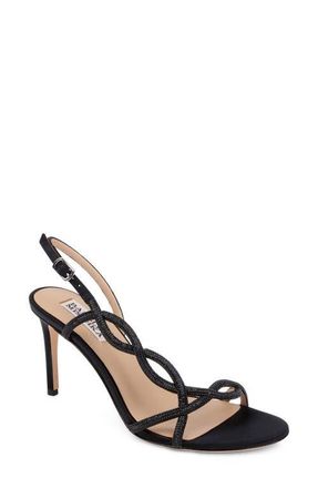 Badgley Mischka Yulissa Slingback Sandal in Black Satin at Nordstrom, Size 7.5