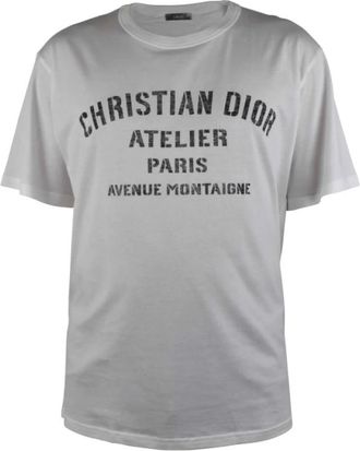 Dior Atelier Logo Print T-Shirt - Heren - T-shirts - Wit - 2XL - Katoen - Tops