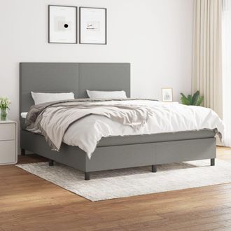 vidaXL Vidaxl - Cama Box Spring Con Colch&oacute;n Tela Gris Oscuro 160x200 Cm