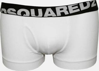 Dsquared2 Mens Angled Logo Low-Rise Boxer Trunk, White/black - Size: 32/30/31