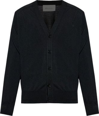 Ami Tone-on-Tone Heart Logo Cardigan Black HKC384-KN0039-0180