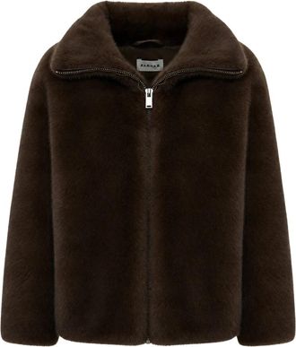 P.A.R.O.S.H. Korte Jas van Imitatiebont - Dames - Jassen - Bruin - XS - Polyester - Jassen