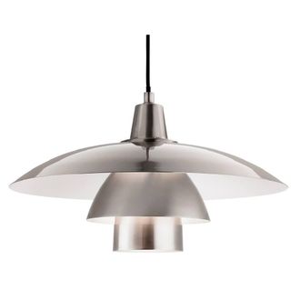 Netlighting Olsen 1 Light Dome Ceiling Pendant Brushed Steel E27 in Grey