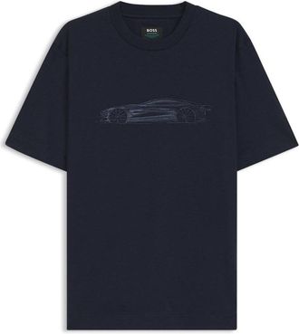 HUGO BOSS Boss X Aston Martin Mercerised-Cotton T-Shirt With Car Artwork, Size XX-Large