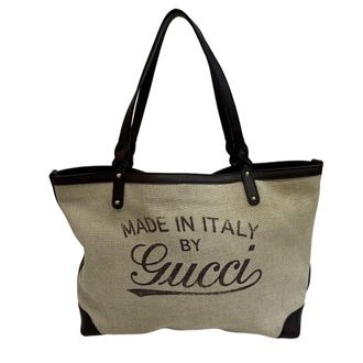 Gucci Beige Brown Canvas Leather Tote Bag (Pre-Owned)