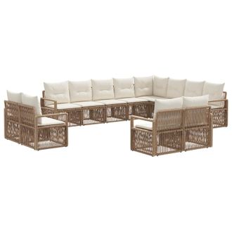 vidaXL Conjunto De Sof&aacute;s De Jard&iacute;n 12 Pcs Beige Rat&aacute;n Sint&eacute;tico Vidaxl