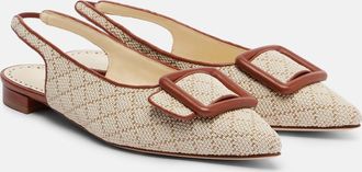 Manolo Blahnik Maylura raffia-effect slingback flats