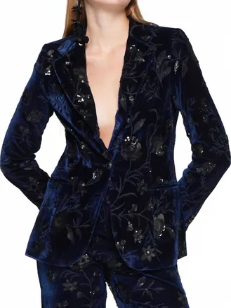 Vilagallo Helen Flower Sequins Velvet Jacket In Tericope