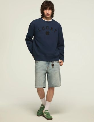 Lucky Brand Mens Lucky Clover Fleece Crewneck Sweatshirt