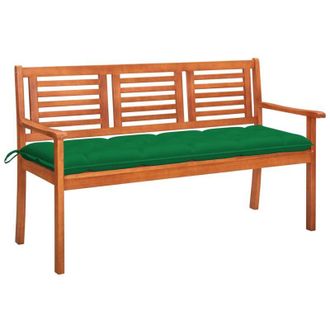 vidaXL Banco De Jard&iacute;n 3 Plazas Madera Maciza Eucalipto Y Coj&iacute;n 150 Cm Vidaxl
