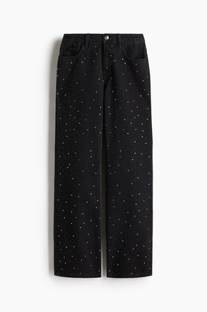 H&M Wide High Jeans - Schwarz
