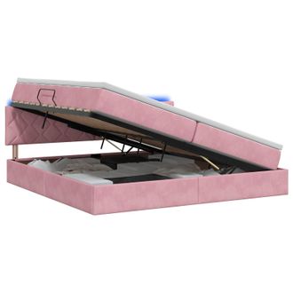 vidaXL Cama De Almacenamiento Led Con Colch&oacute;n Rosa 200 X 200 Cm Vidaxl
