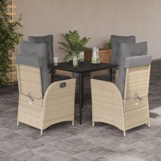 vidaXL Vidaxl - Set Comedor De Jard&iacute;n 5 Pzas Con Cojines Rat&aacute;n Sint&eacute;tico Beige