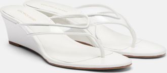 Veronica Beard Clea leather-trimmed wedge thong sandals