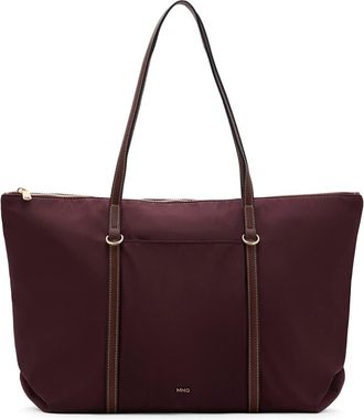 Mango Nylon Shopper Bag in Burgundy at Nordstrom