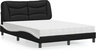 vidaXL Vidaxl - Cama Con Colch&oacute;n Cuero Sint&eacute;tico Negro Y Blanco 140x200 Cm