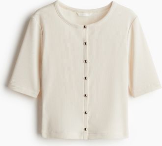 H&M Gerippter Jersey-Cardigan - Beige