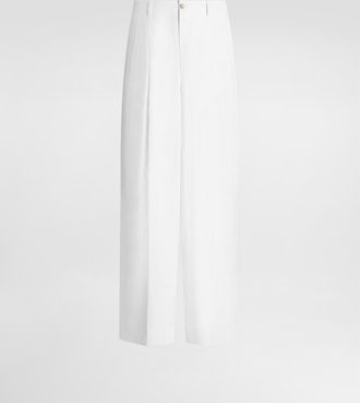 Dolce & Gabbana Linen Canvas Trousers - Man Pants And Shorts White Linen 46