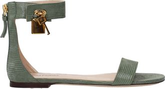 Tom Ford Green Leather Flat Womens Sandals