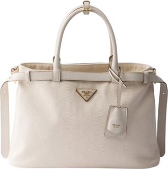 Prada Ivory Logo Medium Tote
