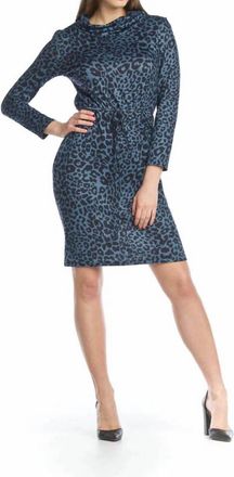 Papillon Animal Print Midi Sweater Dress In Blue