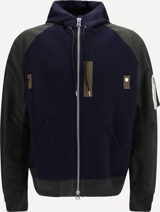 sacai Felpa con Cappuccio in misto cotone e twill Man 3