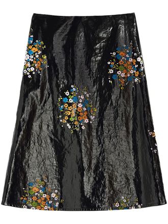 Jil Sander Gonna midi a fiori - Nero