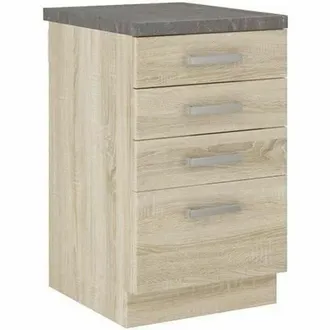 OEM Meuble Bas 4 Tiroirs Avec Plan De Travail - Decor Chene Sonoma - L 40 X P 51,6 X H 85 Cm - Lassen