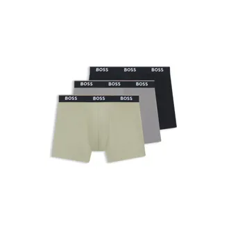 BOSS Three-pack of stretch-cotton boxer briefs with logo waistband