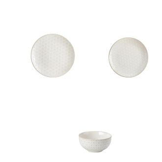 OEM Juego De Vajilla De Cer&aacute;mica, Dise&ntilde;o Elegante, Apto Para Microondas Y Lavavajillas, Blanco-12, 12 Piezas