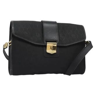 Dior Pre-owned Cross Body Bags, female, Black, Size: ONE SIZE Pre-owned Honeycomb Canvas Shoulder Bag