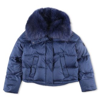 Yves Salomon Short Down Jacket With Fluffy Fox Trim Size XXS
