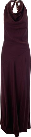 Liu Jo Draped Neckline Maxi Dress in Smooth Viscose Satin