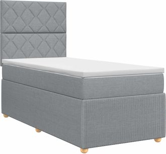 vidaXL Cama Box Spring Con Colch&oacute;n Gris Claro Individual Tela Vidaxl