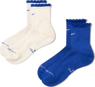 Nike Unisex Everyday Elevated Scallop Micro-Crew Socks (2 Pairs) in Multicolor | IH8621-911