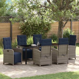 vidaXL Conjunto De Comedor De Jard&iacute;n 7 Pcs Gris Rat&aacute;n Sint&eacute;tico Vidaxl