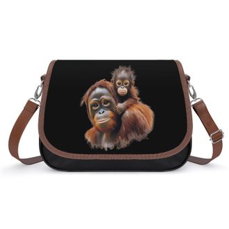 Generic Orangutan Monkey Crossbody Bags for Women Fashion Leather Shoulder Handbags With Adjustable Strap